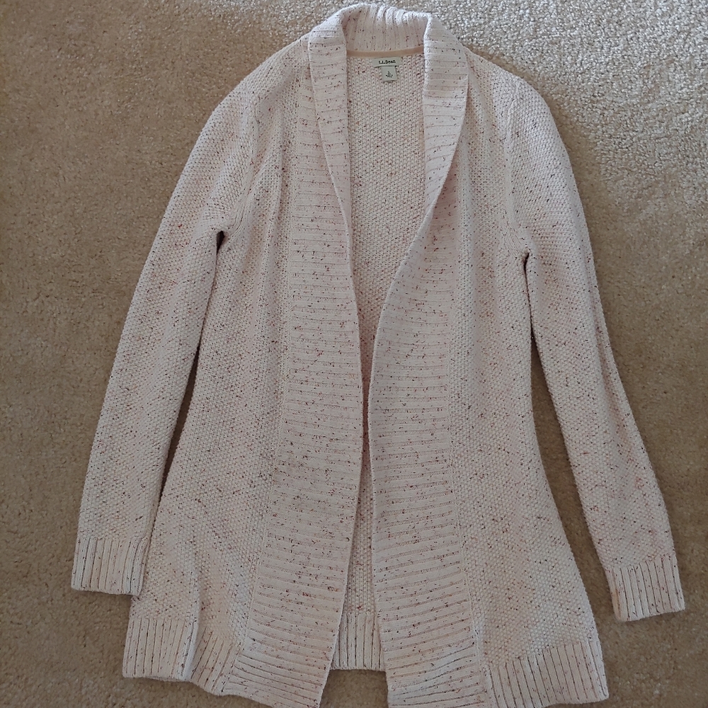 L.L. Bean long cream cardigan